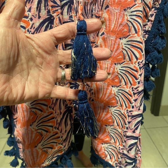 Simply Southern Pink and Navy Poncho/cover up Lg/Xlg - Picture 5 of 9